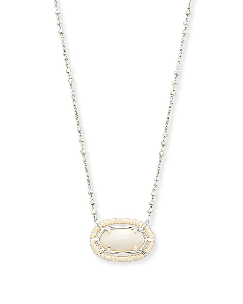 Threaded Elisa Silver Pendant Necklace in White Mother-Of-Pearl image number 0